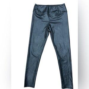 Seven For All Mankind Faux Leather Leggings Womens Large Black Skinny Pull On